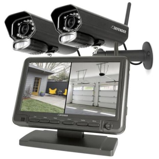 PHOENIXM2 Non-Wi-Fi. Plug-In Power Security Camera System with 7" Monitor SD Card Recording and 2 Night Vision Cameras