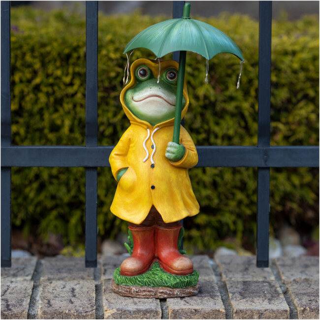 Rain Slicker Frog Statue