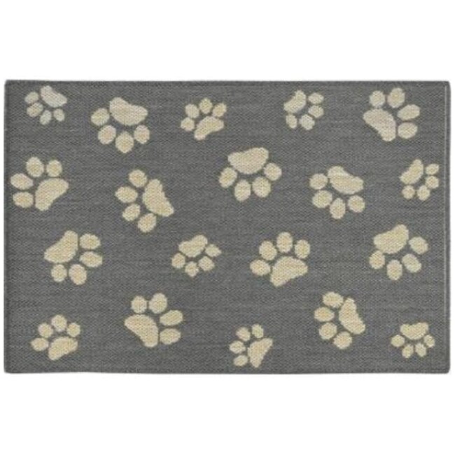 Comfy Pooch Gray/Tan Paw 23.6 in. x 35.4 in. Pet Mat