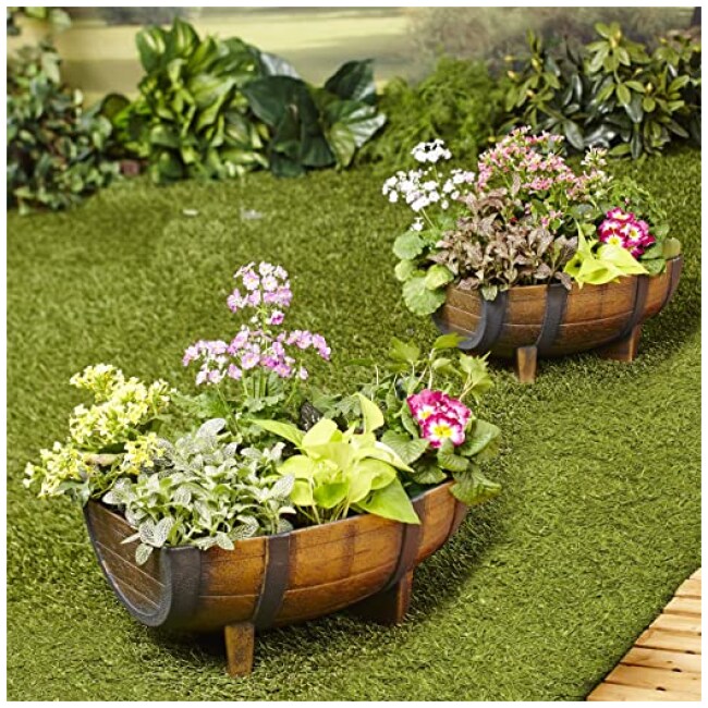 Half Barrel Garden Planters – Farmhouse Garden - Set of 2