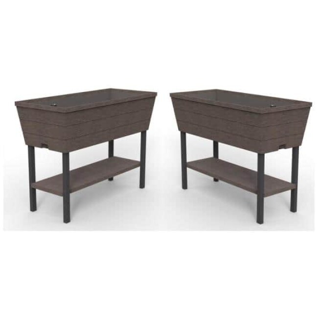 Urban Bloomer 32.3 in. L x 30.7 in. H Brown Resin Raised Garden Bed (2-Pack)