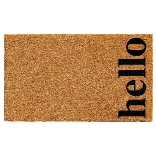 Vertical Hello Natural/Black 24 in. x 36 in. Door Mat