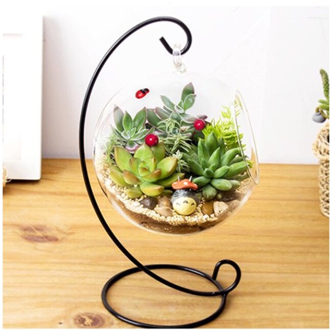 Mgaxyff Hanging Glass Vase, Large Terrarium,Hanging Glass Vase Large Terrarium with Frame for Air Plants Succulent Planters