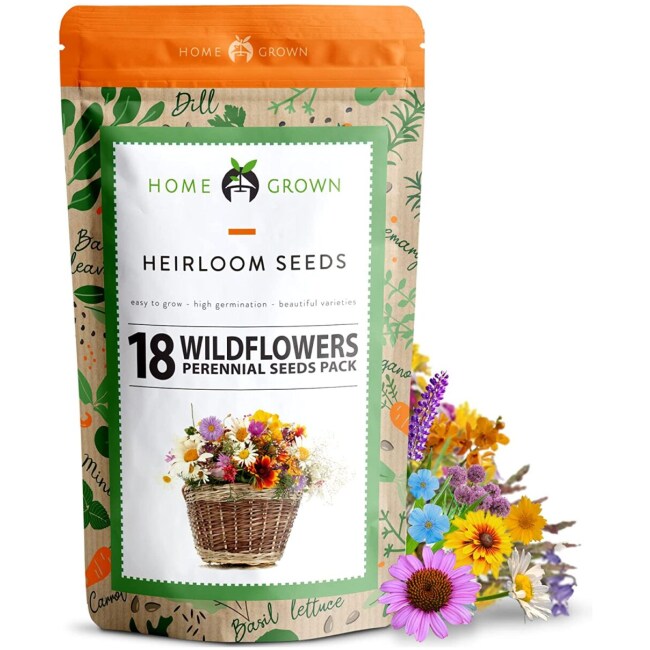 120,000+ Wildflower Seeds - Bulk Perennial Wild Flower Seeds Mix - 4oz Flower Garden Seeds for Attracting Birds & Butterflies - 18 Variety Plant Seeds for Planting Outdoor Garden