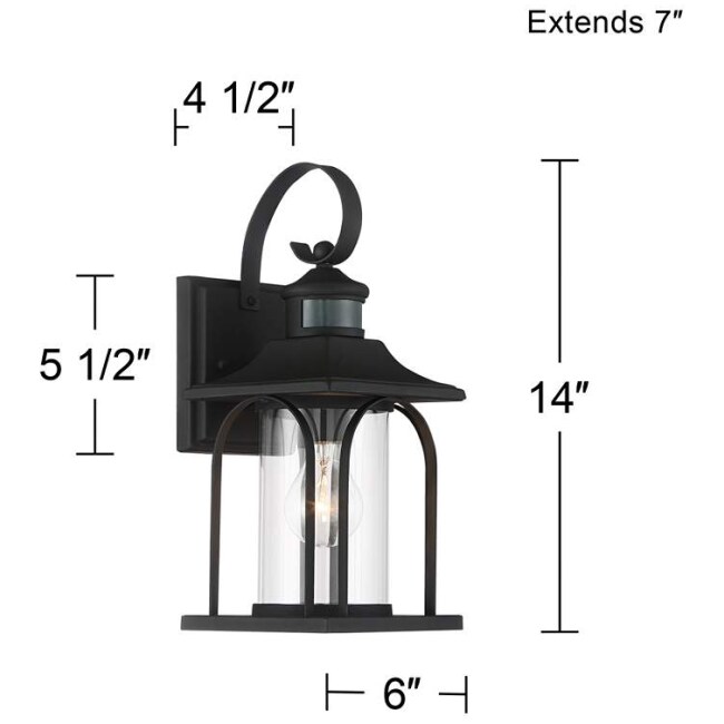 Adaes 14 1/4"H Black Motion Sensor Outdoor Wall Light - Image 3