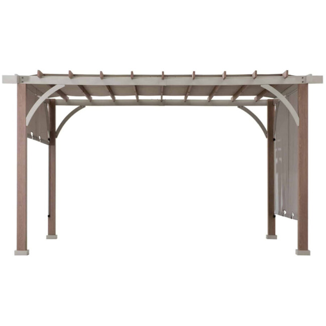 SummerCove 12 ft. x 14 ft. Light Gray Steel Pergola with Adjustable Canopy