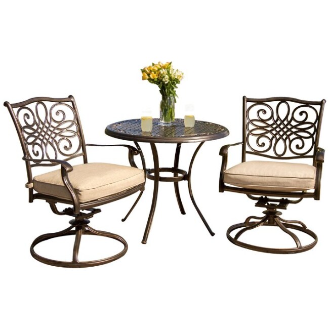 Tan and Brown 3 Piece Outdoor Patio Dining Set - Traditions - Image 2