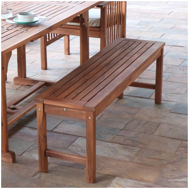 Acacia Wood Brown Outdoor Patio Bench - Midland