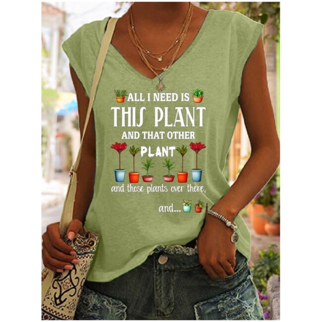 All I Need Is This Plant And That Other Plant Plant Lover V Neck Knit Tank