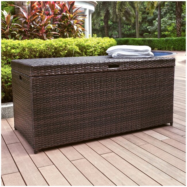 Dark Brown Wicker Storage Bin - Palm Harbor