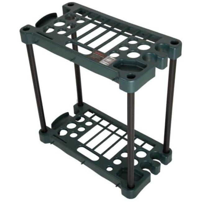 Green 2-Tier Plastic Garden Tool Shelving Unit (13 in. W x 24 in. H x 23 in. D)