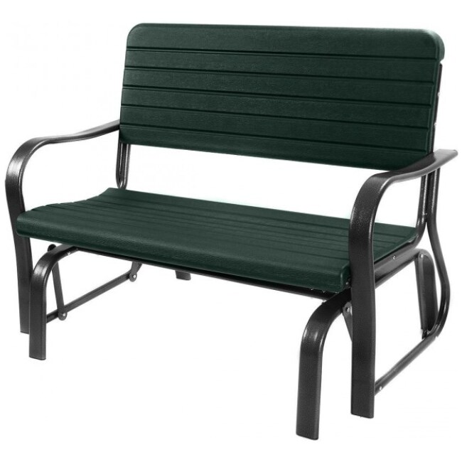 Outdoor Patio Steel Swing Bench Loveseat - Image 2