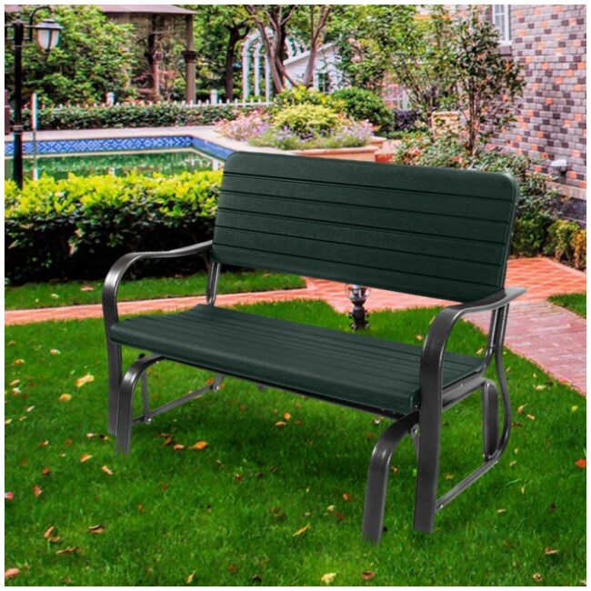 Outdoor Patio Steel Swing Bench Loveseat