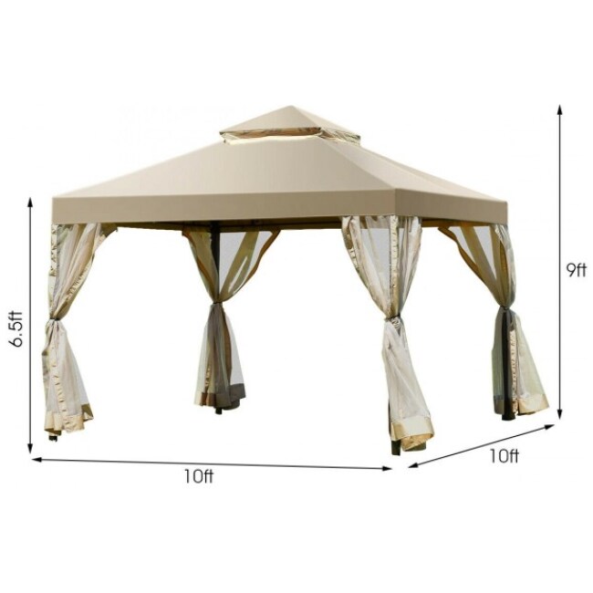 Outdoor 2-Tier 10 Feet x 10 Feet Screw-free Structure Shelter Gazebo Canopy - Image 2