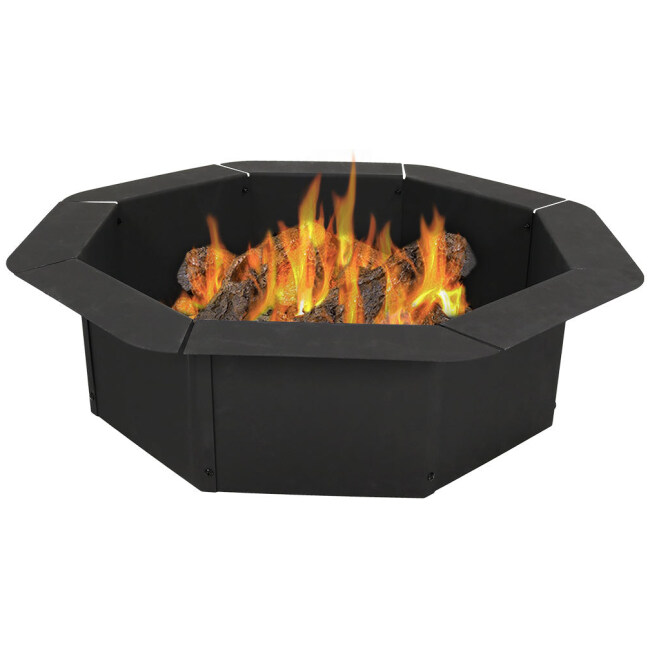 Sunnydaze Octagon Heavy-Duty Steel Fire Pit Ring/Liner DIY Fire Pit, 2.2 mm Thick Steel, 30 Inch Inside Diameter