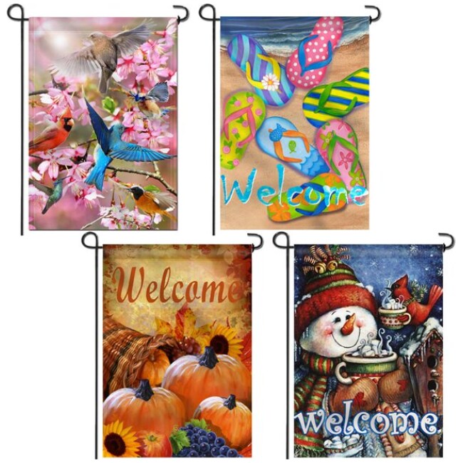 Anley 18" x 12.5" Polyester Outdoor Flag Seasonal Garden Flags Set 4 Seasons Series (4 Pack)