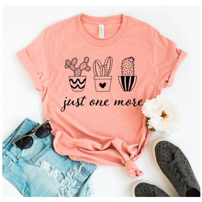 Just One More Plant T-shirt Women's Succulent Tee Gardening Shirts Farmer Top Nature Lover Gift Botanical Tshirt Plant Lady Shirt