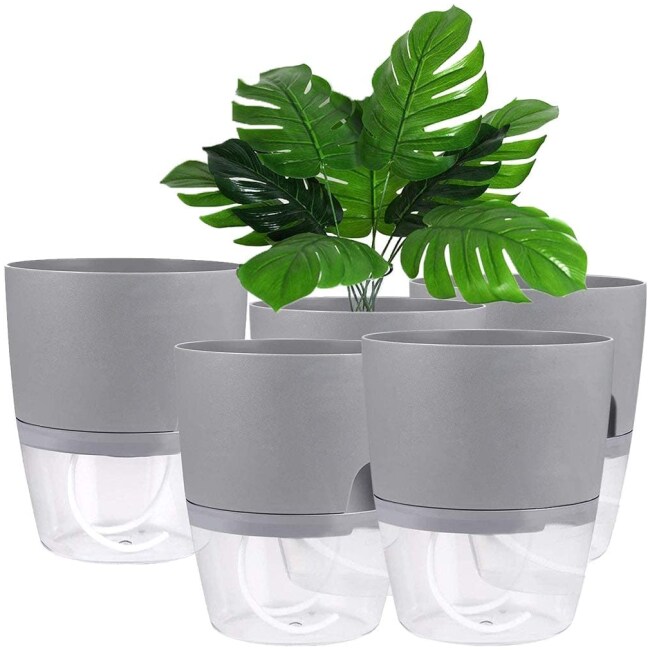 Emerging Green Self Watering Pots for Indoor Plants (Set of 5) | Balcony Planters Railing | Planter Pots with Drainage | Self Watering Planter