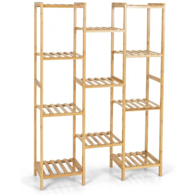 Bamboo 11-Tier Plant Stand Utility Shelf Free Standing Storage Rack Pot Holder - Image 2