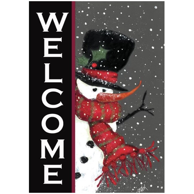 Snowman Welcome 2-Sided Polyester 18 x 12.5 in. Garden Flag