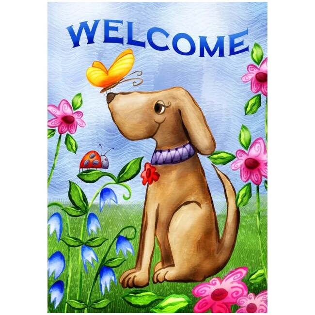 Welcome Dog 2-Sided Polyester 18 x 12.5 inch Garden Flag