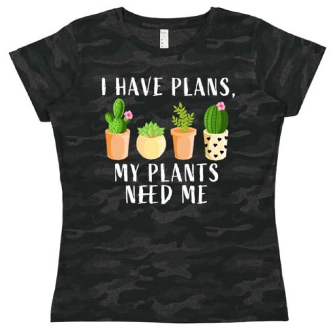 Inktastic I Have Plans My Plants Need Me with Cacti and Succulents Women's T-Shirt