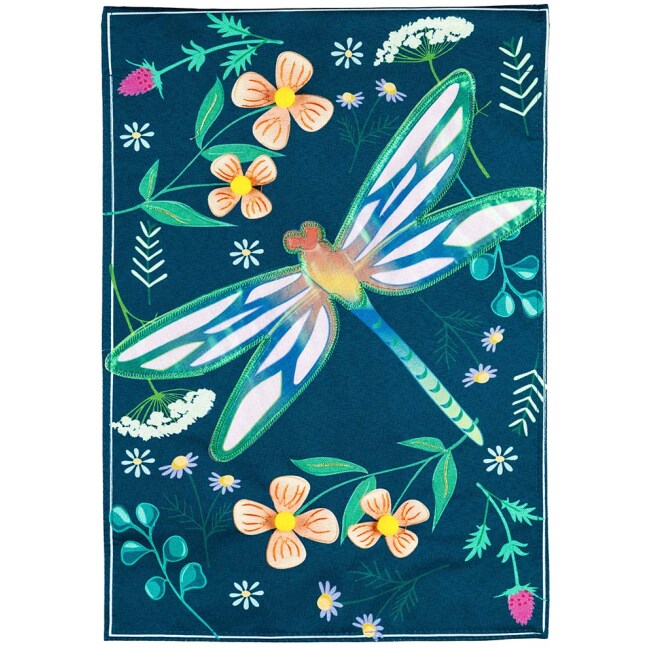 Dragonfly Garden House Linen Flag