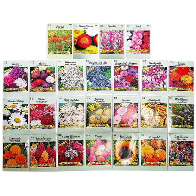 Set of 25 Deluxe Variety Flower Seed Packets 10 Varieties