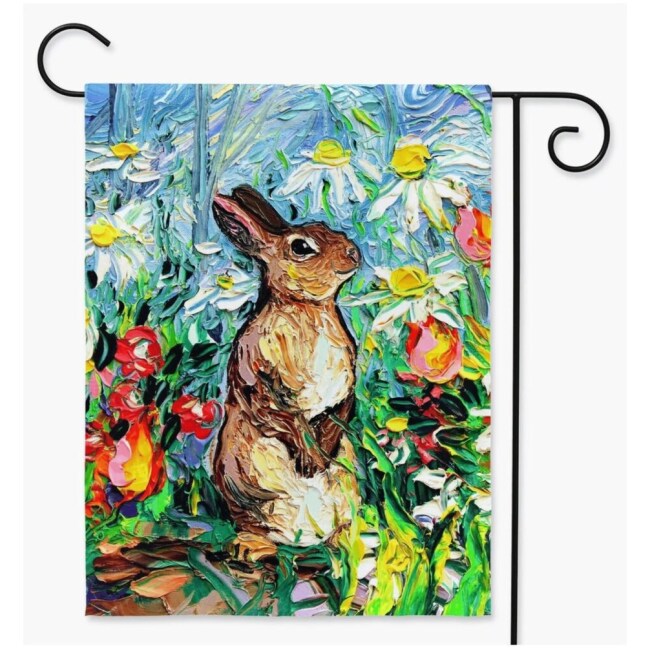 Cottontail Easter Bunny Rabbit And Spring Flowers Yard And House Flags Double Sided Printing Art By Aja Outdoor Decor Lawn Garden Decoration