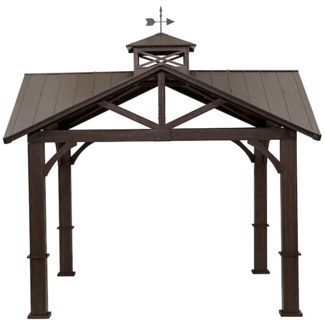 allen + roth  12-ft x 12-ft Wood Looking Hand Paint Metal Square Semi-permanent Gazebo with Steel Roof