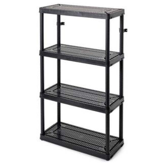 Gracious Living 4 Shelf Fixed Height Ventilated Medium Duty Shelving Unit 14 x 32 x 54.5" Organizer for Home, Garage, Basement, and Laundry, Black