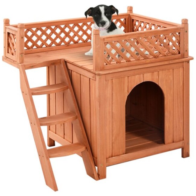 Costway Wooden Puppy Pet Dog House Wood Room