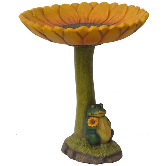 Garden Treasures 20-in H Yellow/Green Resin Complete Birdbath