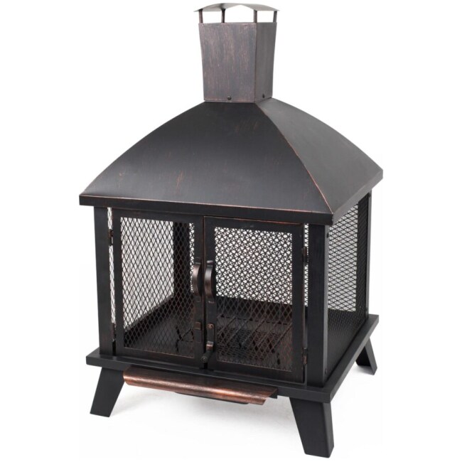 Rubbed Bronze Steel Spruce Fire Pit House