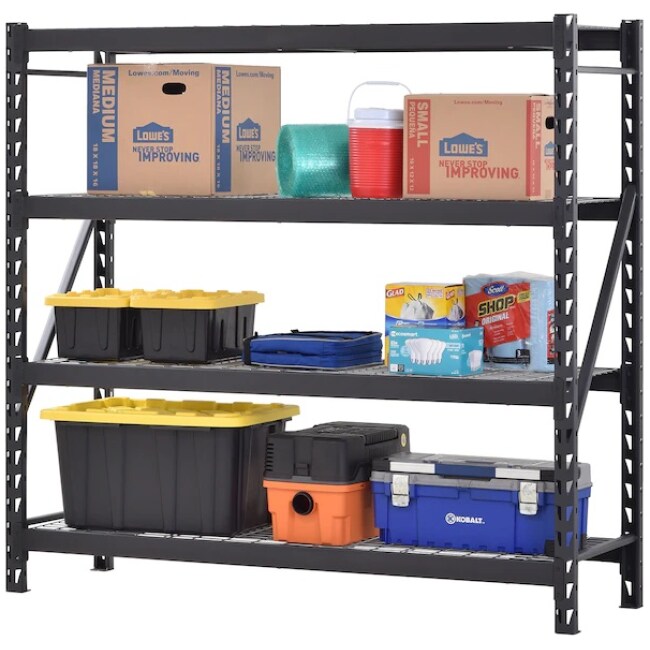 edsal  77-in W x 24-in D x 72-in H 4-Tier Heavy Duty Steel Utility Shelving Unit