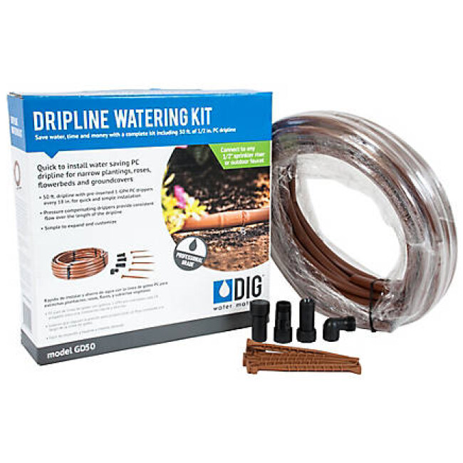 DIG 50 ft. Drip Irrigation Line Watering Kit with Riser Conversion