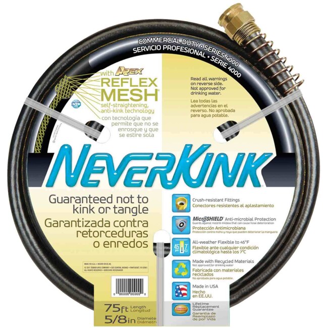 TEKNOR APEX–75' NeverKink Water Hose, 5/8" diameter