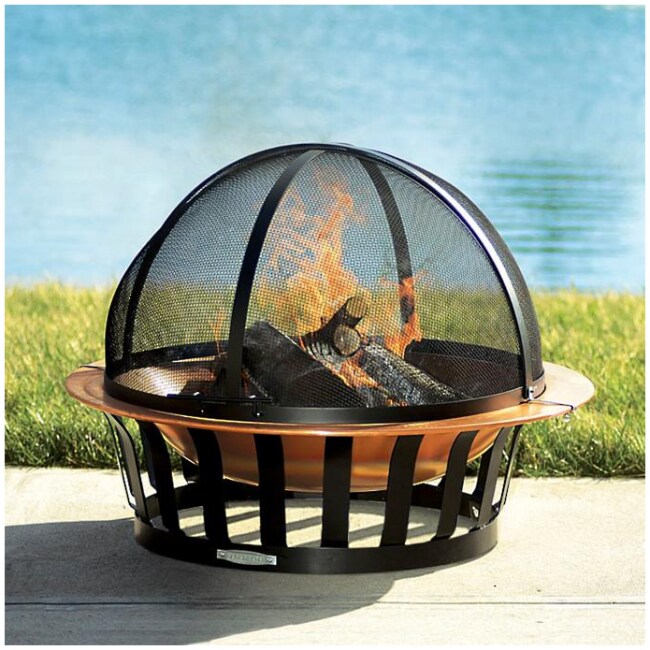 Copper Fire Pit and Sparkguard Set