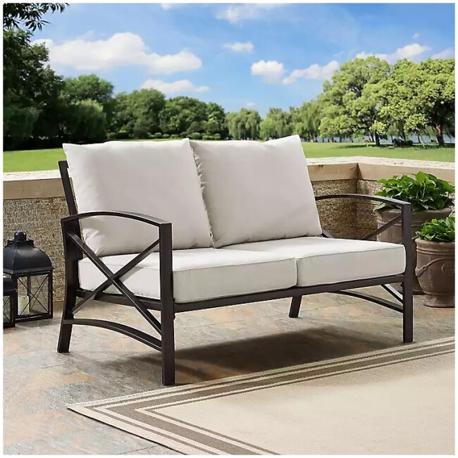 Cream and Bronze Dayton Outdoor Loveseat