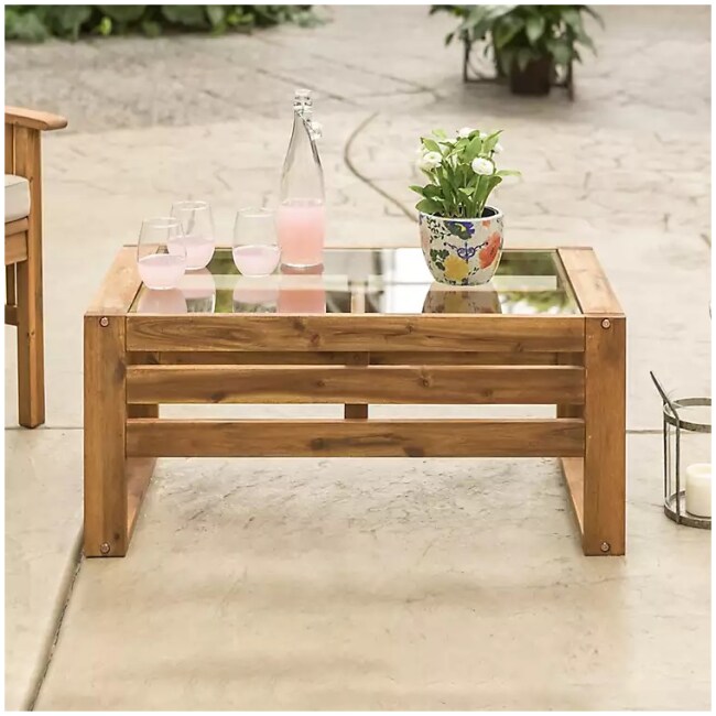 Acacia Wood Slat Outdoor Coffee Table