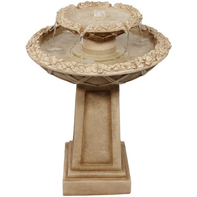 Sunnydaze Decor 2-Tier Beveled Flower Birdbath Water Fountain