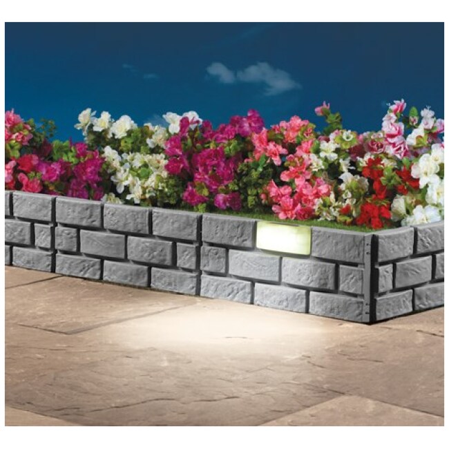 Stone Look Solar Garden Border - Set of 4