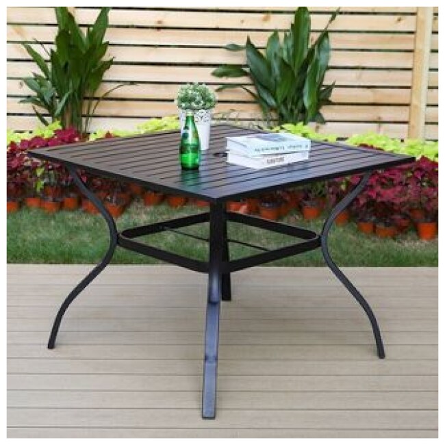 Outdoor Square Steel Dining Table - Black - Captiva Designs