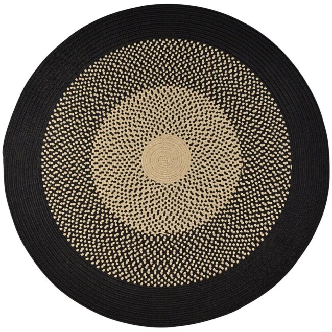 Mirada Round Outdoor Rug, Black/Sand