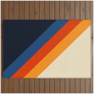 Colorful Classic Retro 70s Vintage Style Stripes - Padona Outdoor Rug