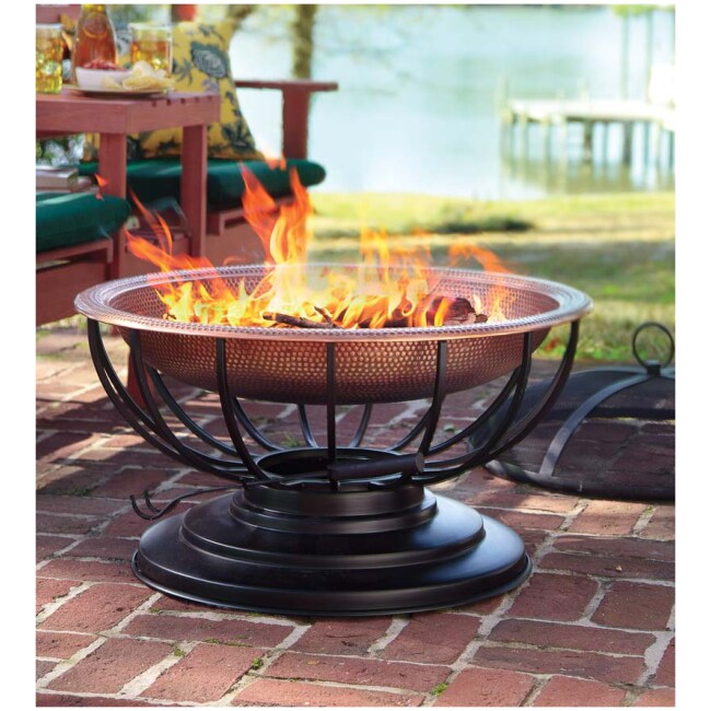 Hammered Copper Fire Pit With Lid Converts To Table