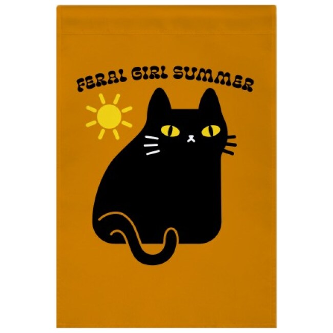 FERAL GIRL SUMMER CAT GARDEN FLAG