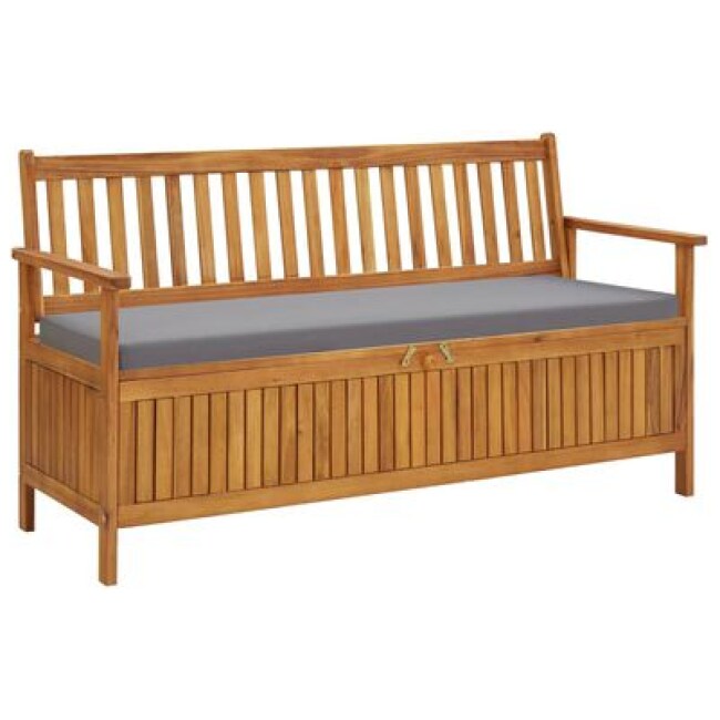 vidaXL Patio Storage Bench with Cushion 58.3" Solid Acacia Wood