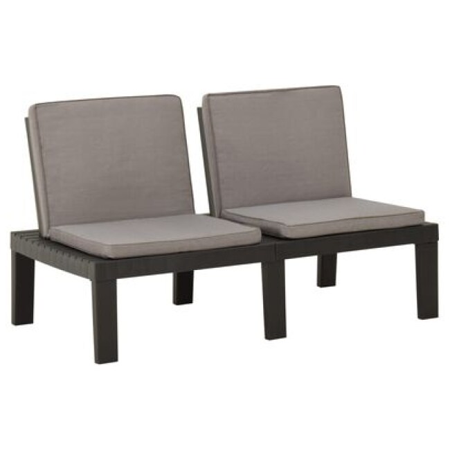 vidaXL Patio Lounge Bench with Cushion Plastic Gray