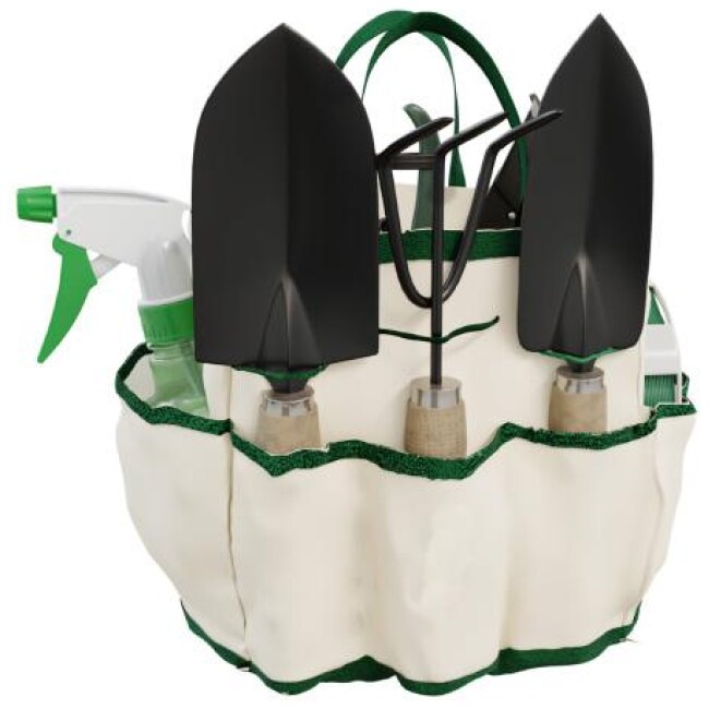 Nature Spring 8-Piece Garden Tote and Tool Bag Set - Tan & Green